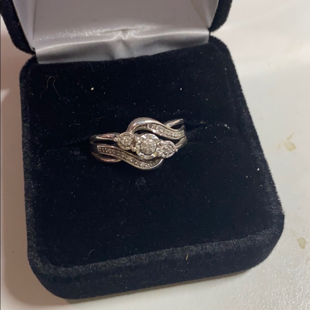 Sterling Silver Ring with Pave Diamonds